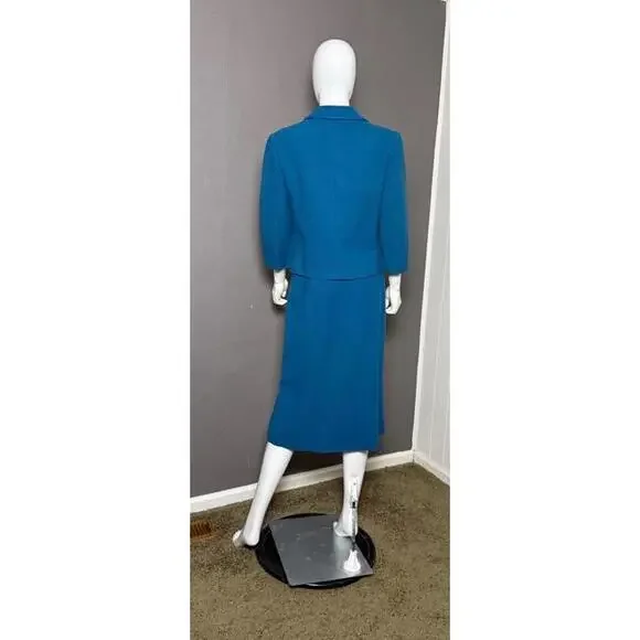 1940's Blue Wool Boucle Skirt Suit from a Vogue Paris Original size S/M - Picture 6 of 10